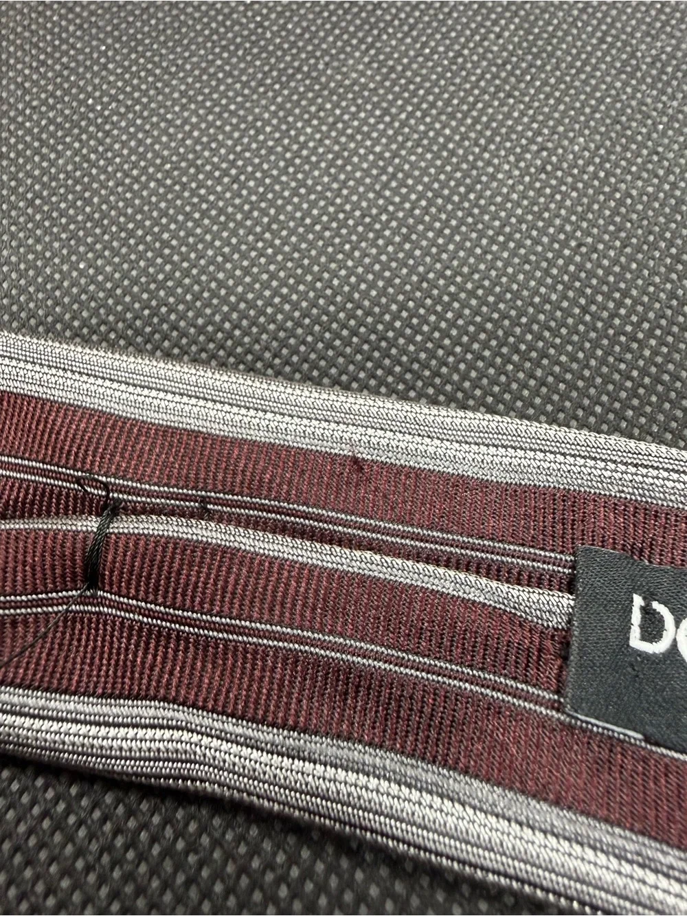 Dolce & Gabbana Italy Silk Tie Burgundy Gray Striped 59” x 3.5”